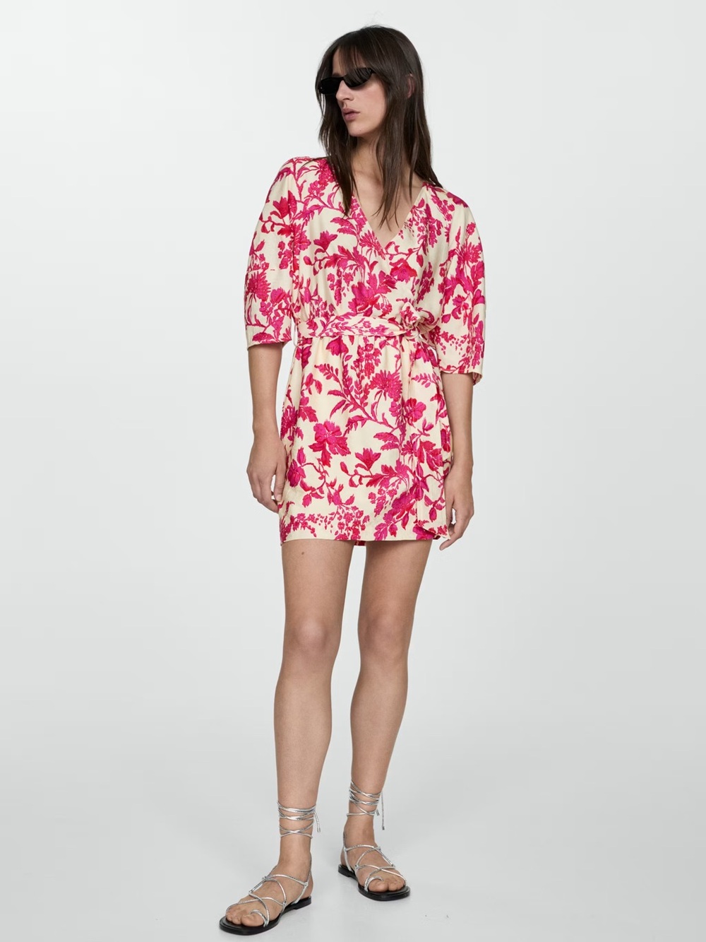 Mango Red floral print dress NWT